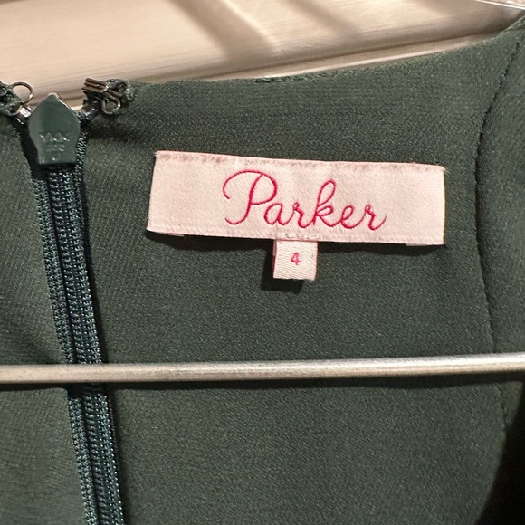 Parker Mini Ruffle Dress in Dark Green Size 4 - Picture 2 of 3